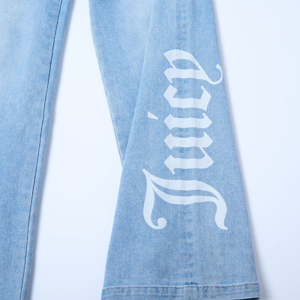 Juicy Couture NWT Low Rise Abbot Side Seam Logo Indigo Light Wash 9/29 y2k - Picture 5 of 12